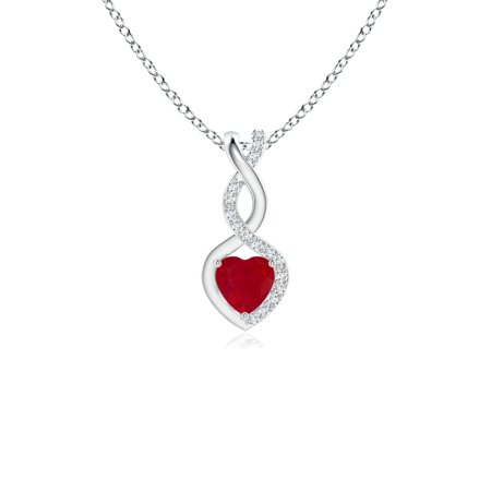- Mother's Day Jewelry - Ruby Infinity Heart Pendant with Diamonds in 14K White Gold (4mm Ruby) - SP1084RD-WG-AA-4