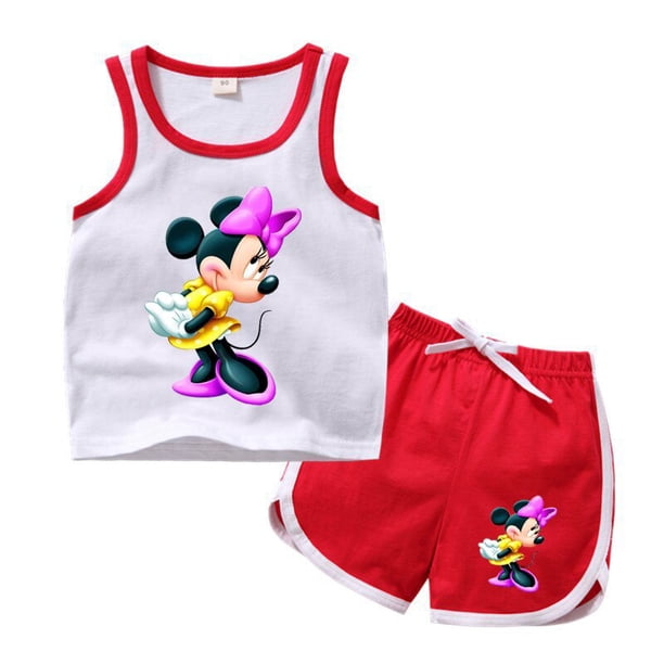 Summer Kids Girls Boys Clothings Minnie Mickey Mouse 100%Cotton Baby Sports Sets Boy Girl Tee+ Shorts Clothes Set Toddler Suits2T Gao Jinjia LED