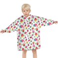 thumbnail image 3 of Red Strawberry Plants Leaf White Pattern Blanket Hoodies for Kids 6-13YR Oversize Wearable Blanket Hoodies for Boys Girls Teens, 3 of 7