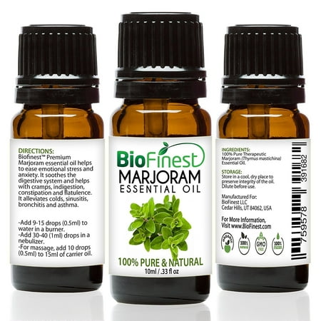 BioFinest Marjoram Oil - 100% Pure Marjoram Essential Oil - Premium Organic - Therapeutic Grade - Best For Aromatherapy - Antiseptic - Ease Stress/Anxiety - FREE E-Book