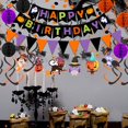 thumbnail image 4 of Feliz cumpleaños Banner Triángulo de papel Bandera Bunting Círculo Confeti Puntos Colgante Garland Honeycomb Ball Swirl Bunting para Halloween Fiesta temática Fiesta de cumpleaños Decoración TUNC Sencillez, 4 of 5