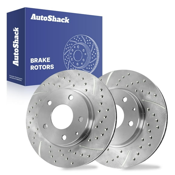 AutoShack Front Drilled & Slotted Brake Rotors | Replacement for 2014 2016 Mazda 3 Sport 2014-2016 Mazda 3 2016-2022 Mazda CX-3 2.0L FWD | Zinc Coated | 2-PC Set | SilverShield Pro