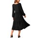 thumbnail image 3 of Vestidos maxi casuales de otoño para mujeres INSPIRE CHIC con cuello redondo, fluido, de capas, bohemio, largo, con bolsillos, 3 of 5