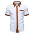 thumbnail image 2 of COSFO Mens Short Sleeve Button Down Shirts Casual Colorblock Summer Shirts with Pocket Collared Relaxed Fit Tops, 2 of 9