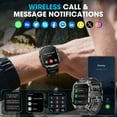 thumbnail image 2 of Mingwear 2.01-inch Military Smartwatch for Men with Fitness Tracker, Answer/Make Calls/100+ Sport Modes, IP68 Waterproof, Hiking Travel Pedometer Watch compatible with Android IPhone Devices (Black), 2 of 9