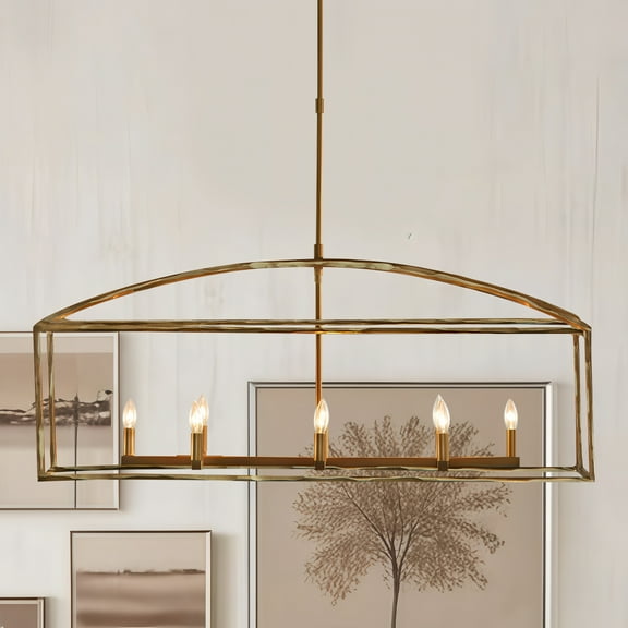 Industrial Linear Antique Brass Iron Pendant 19.5 Inch, Hand-polished Pendant Lighting, Unique Elegant Ceiling Lamp, Ceiling Light over Kitchen Island, for Living Room, Dining Room