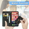 thumbnail image 3 of Jiahe Cover for iPhone 12 Pro Max Wallet Case PU Leather Mandala Flower Embossed with Card Holder Wrist Strap Kickstand Protective Lanyard Purse Cover for iPhone 12 Pro Max 6.7 Inch, Black, 3 of 6