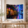 thumbnail image 4 of Nighttime Cafe on Wet Neon-Lit Cyberpunk Street, Moody Digital Art for Urban Decor Fans, Atmospheric Wall Art, Housewarming Gift, Tapestry Wall Hanging for Bedroom and Living Room, 4 of 6