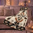 thumbnail image 6 of Western Steer Geometric Emblem, Rustic Desert Style for Ranch Style Fans, Cream Pumpkin Sofa Scene and Thanksgiving Gift, Warm Flannel Blanket for Cabin and Living Room, Home Decor, 6 of 9