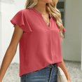 thumbnail image 7 of Womens Ruffle Short Sleeve Blouse Shirts V Neck Solid Comfy Loose fitted Tunic Tops Lightweight Shirts for Casual Work Womens Clothes, 7 of 7