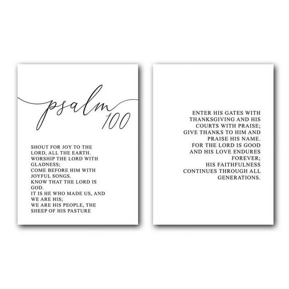 Psalm 100, Bible Verse, Home Wall Art Decor, Set of 2 Poster Prints, Bible Quote