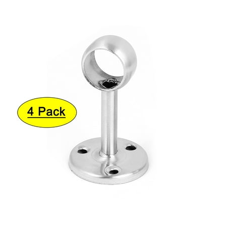 Unique Bargains Wall Mounted 19mm Dia Pipe Rod Garment Lever Support Bracket Stainless Steel 4Pcs