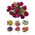 thumbnail image 7 of Walbest 1 Bouquet 15-Head Mini Roses Artificial Flower Realistic Looking Faux Silk Arrangement Flower, Vivid Fake Flower Desktop Ornament Wedding Photography Prop, 7 of 7