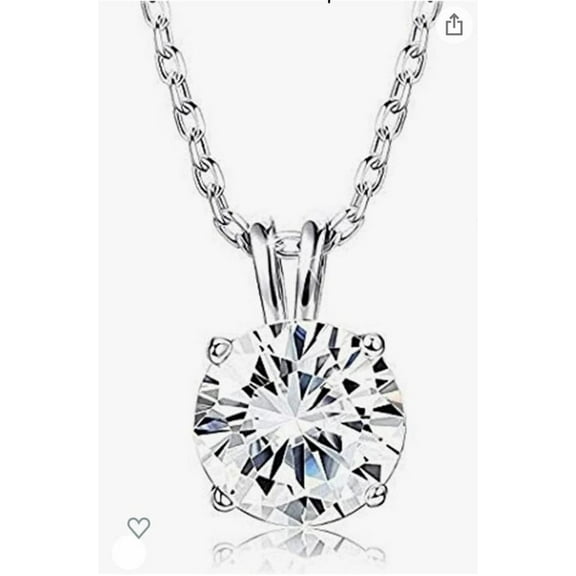 Auory Lab Created Moissanite Solitaire Pendant White Gold Plated Pendant for Women