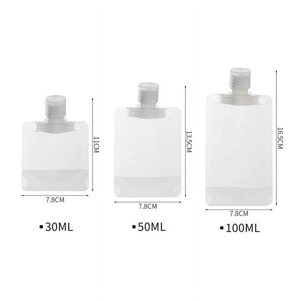 Bolsas de embalaje rellenables de 30/50/100 ml, artículos esenciales de viaje, lociones, cosméticos, champú, gel de ducha, bolsas portátiles, botellas de líquido de maquillaje