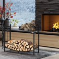 thumbnail image 2 of 36 Inch Firewood Rack, Indoor/Outdoor Fireplace Wood Storage Stand with Fireplace Tools Set & Kindling Holder, Heavy Duty Fire Log Stacker Holder for Stove Fire Pit, 2 of 7