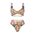 thumbnail image 4 of Daiia Retro Summer Stamp Women's Bikini Set Two Piece Swimsuit High Waisted Bikini Adjustable Straps Bikini Perfect for Beach, Pool, and Summer Vacation-XX-Large, 4 of 9
