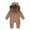 Brown, variant on HAiming Infant Baby Boys Girls Hooded Jumpsuit Solid Color Long Sleeve Ribbed Knit Rompers Fall Winter Trendy Clothes