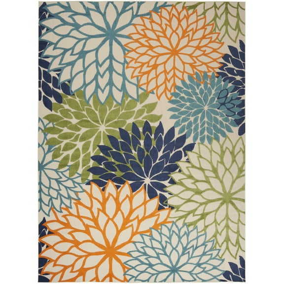 Nourison Aloha Floral 9' x 12' Multicolor Tropical Indoor/Outdoor Area Rug
