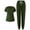 Army Green, variant on JGNGSHN Women's Medical Scrubs Set Modern Fit V-Neck Split Top & Drawstring Jogger Scrub Pants Solid Nursing Uniform Workwear