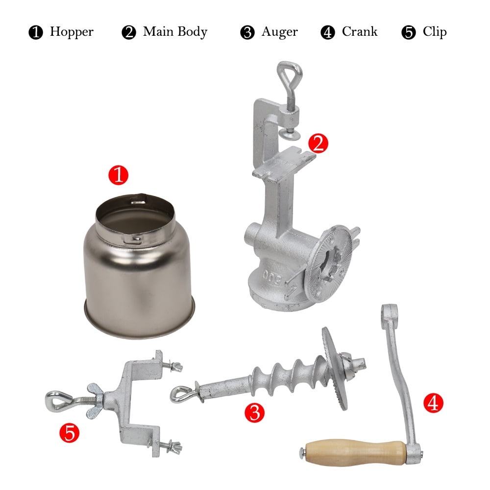 Hand Crank Coffee Grinder, Nut Grinder with Adjustable Grinding Precision for Nut, Spice, Wheat, Coffee, Cast Iron Mill Grinder with Table Clamp, Home Kitchen Commercial Office Use, Silver