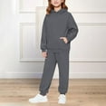 thumbnail image 4 of XIMIN Boys Girls Athletic Matching Set, 2 Piece Tracksuit with Hooded Sweatshirt and Joggers, Jogging Sweatsuit (Dark Gray, 9-10 Years), 4 of 9