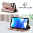 thumbnail image 3 of Wallet Case for iPhone 13 Pro Max 6.7 inch, Luxury Quilted PU Leather Flip Cover [Shockproof TPU] [Support Wireless Charging] with 2 Card Slots, Kickstand, FRID Blocking Case Cover, Rosegold, 3 of 10