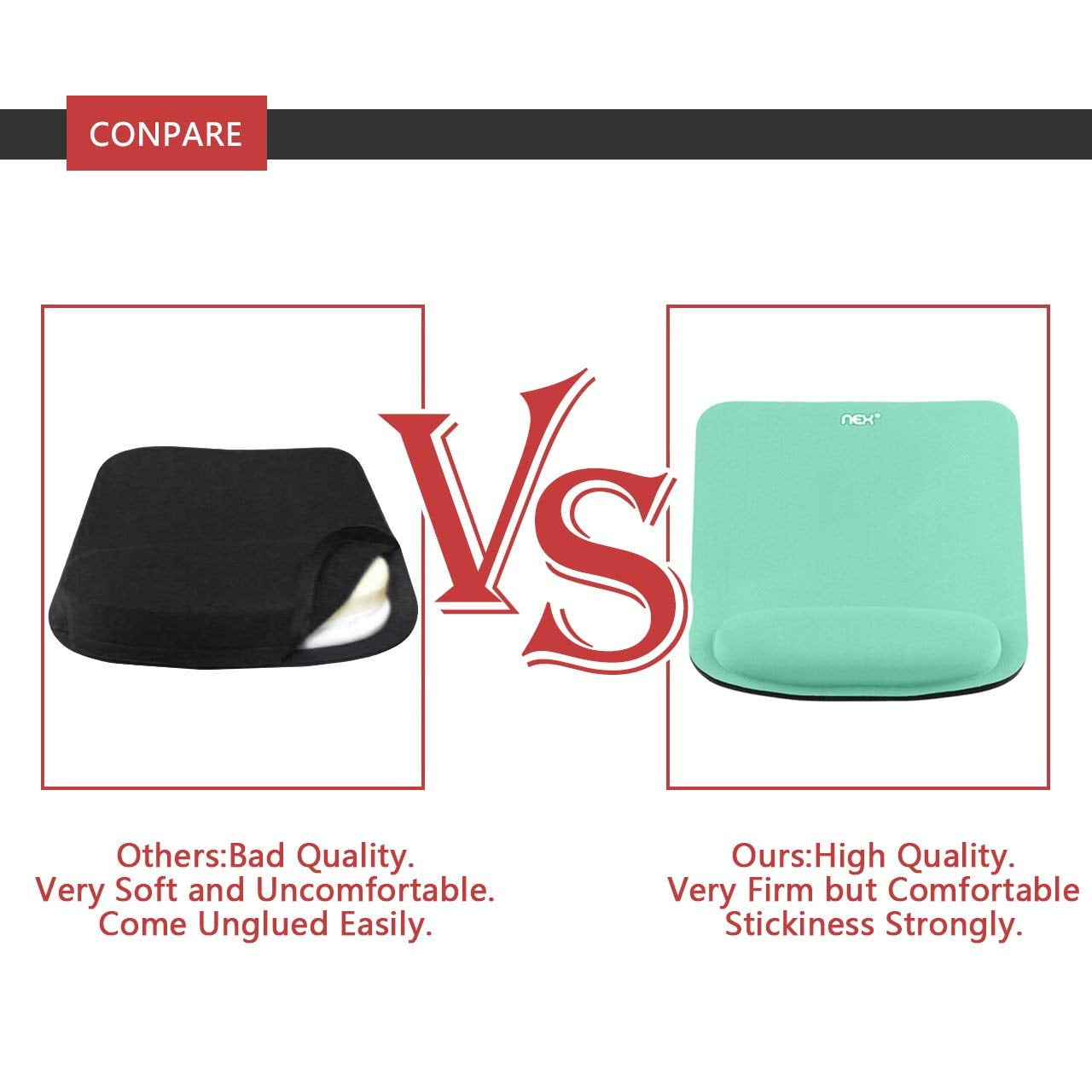 NEX Mouse Pad with Memory Foam Wrist Rest, Non-slip Rubber Base Mouse Mat for Typist Office (Mint Green)