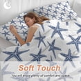 thumbnail image 4 of 3 Piece Navy Blue Beach Starfish Duvet Cover Set Twin Size,Microfiber Comforter/Quilt Cover with Corner Ties and 2 Pillowcases,Summer Ocean Nautical Coastal All Season Bedding with Zipper Closure, 4 of 8