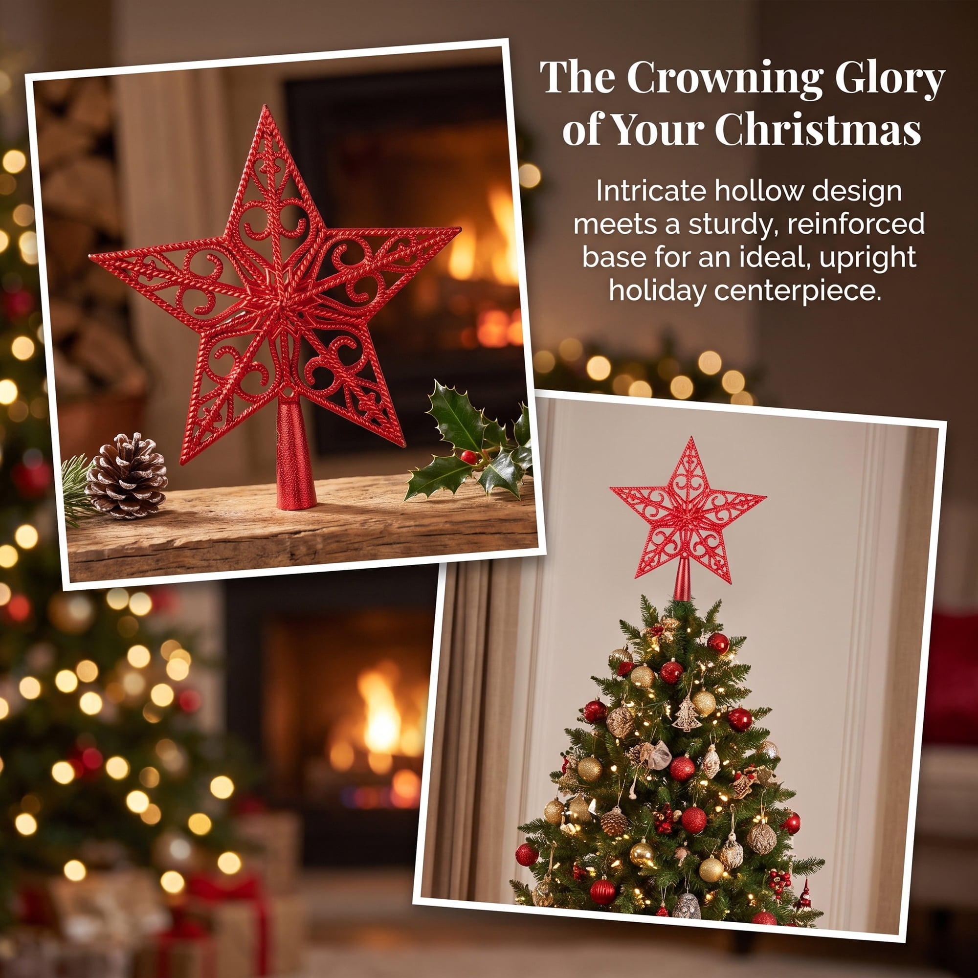 Unique Bargains Openwork Galactic Star Luxury Configurable Concealed Tree Crest Red 5.9"