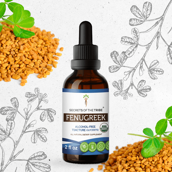 Secrets Of The Tribe Fenugreek Organic Dietary Supplement, Natural Herbal Tincture for Metabolic Support, Certified Organic Fenugreek (Trigonella foenum-graecum) Dried Seed, Alcohol-Free Extract 2 oz