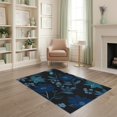 thumbnail image 2 of ODIKA 4'x6' Blue Moonlit Floral Temptation Washable Area Rug Elegant Night Garden with Lush Blooms Stain Resistant, Low Pile, Easy Care for Dorm Room, Small Living, 2 of 7