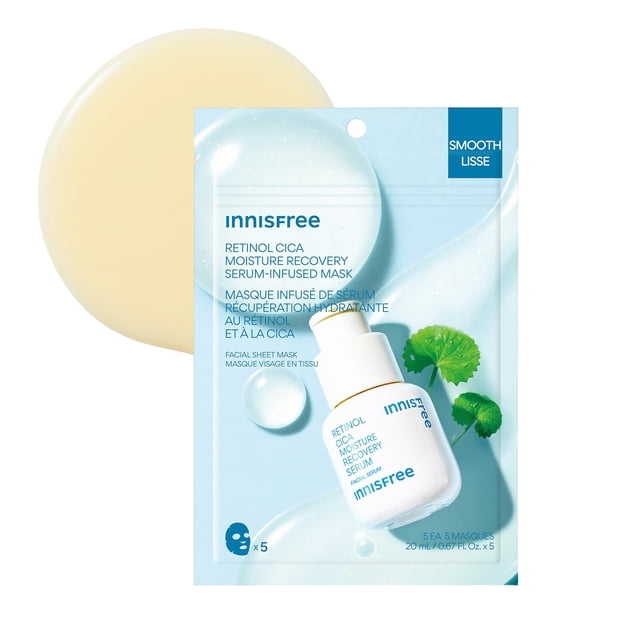 Sheet Mask Innisfree Retinol Cica Recovery Serum, paquete de 5