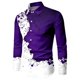 thumbnail image 1 of Camisa de manga larga para hombre, nueva moda, con solapa y botones, informal, para fiestas al aire libre, cómoda, material suave, morado, dorado y negro, talla grande, 1 of 6