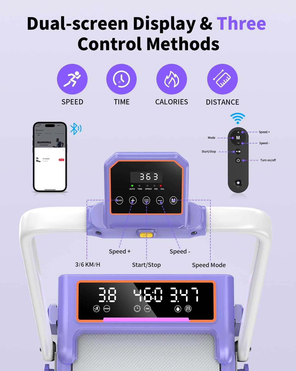 Foldable Treadmill with 10% Incline Upgrade 3.5HP Low Noise Walking Pad Treadmill with Handle Bar 4 in 1 Portable Under Desk Treadmills for Home/Office, 350Lbs Capacity, APP & Remote Control