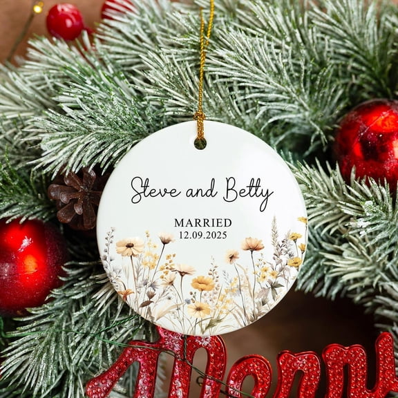 Personalized Engagement Ornament, Custom Ceramic Mr & Mrs Keepsake Gift, Wedding Proposal Newlywed Couple First Christmas Tree Decoration