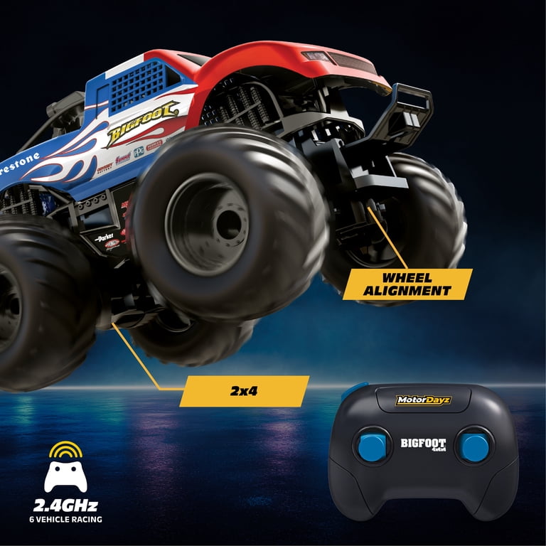 Motor Dayz (1:24) Radio Control Bigfoot Monster Truck, Red, White