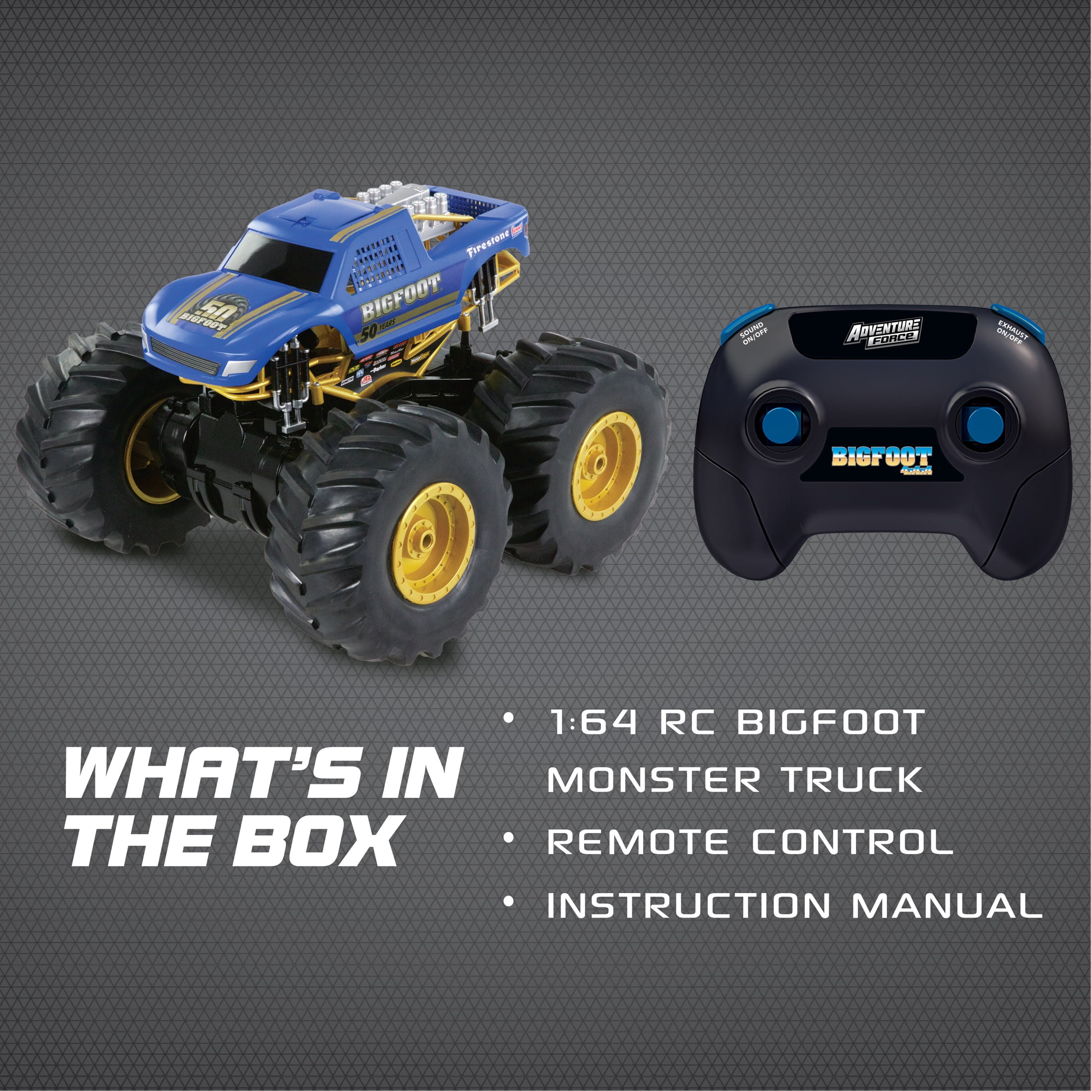 Adventure Force (1:10) 50th Anniversary Bigfoot Remote Control Monster Truck, WR5-10M51U-BL