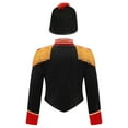 thumbnail image 2 of TiaoBug Kids Circus Ringmaster Performance Outfits Fringe Epaulet Jacket with Majorette Drummer Hat Black-A 6, 2 of 6