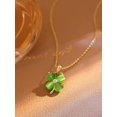 thumbnail image 4 of Collar BUBGDYFO con forma de trébol verde de 4 hojas para mujer con colgante giratorio, 4 of 5