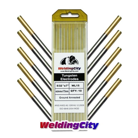 WeldingCity 10 TIG Welding Tungsten Electrodes 1.5% Lanthanated (Gold) 5/32