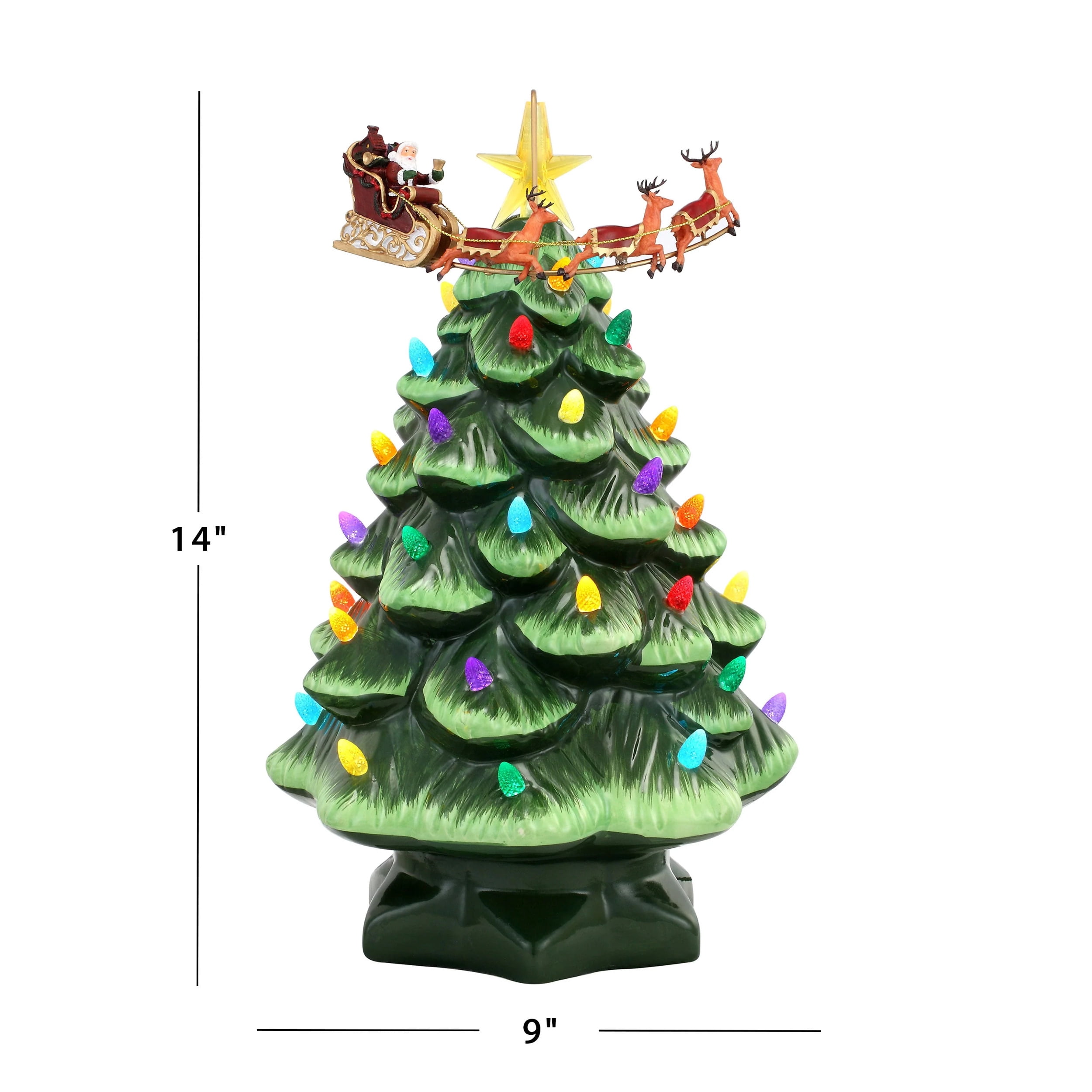 Mr. Christmas 14" Pre-lit Animated Nostalgic Ceramic Tree - Santa's Sleigh
