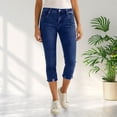 thumbnail image 3 of Capri Jeggings for Women High Waisted Slim Fit Stretch Distressed Denim Capris with Pockets Cropped Jeans, 3 of 7