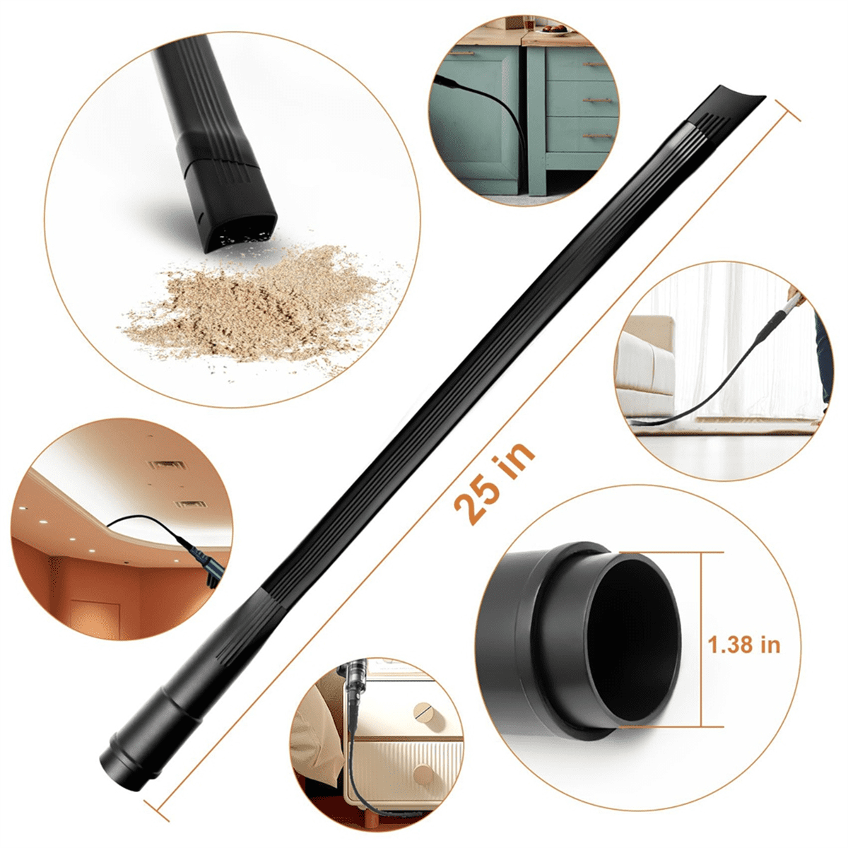 Universal Vacuum Attachment Kit, Universal Vacuum Attachments & Brushes 1.25 Inch Vacuum Hose Adapter Wet Dry