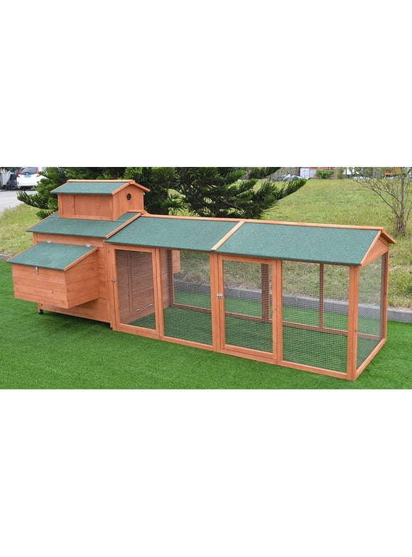omitree Wooden Chicken Coop with 6 Nesting Box and Run, 10' ft