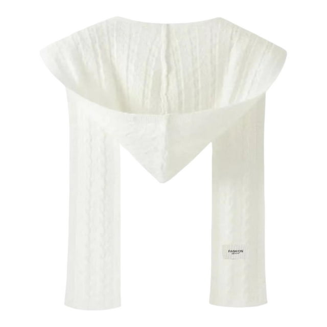 Bufanda con capucha, capa, chal, pasamontañas de invierno para citas y caminatas al aire libre. Blanco