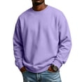 thumbnail image 3 of UDAUDU Mens Long Sleeve Sweatshirt Crew Neck Multiple Colors Basic Loose Fit Fleece Pullover Tops for Jogging Hiking Casual Daily Wear Light Purple M, 3 of 9
