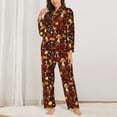 thumbnail image 2 of Lsque Warm Plants and Mushrooms Pattern Long Sleeve Pajama Set for Women - Soft 2-Piece Sleepwear and Loungewear Set with Pockets, Comfy Nightwear-Medium, 2 of 7