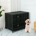 thumbnail image 5 of Ufyerutg 44'' Indestructible Heavy Duty Dog Crate, Escape Proof Strong Steel Impact Pet Cage for Large Medium Dogs, High Anxiety Sound Proof Chewproof Kennel Double Door with Trays and Wheels, 5 of 7