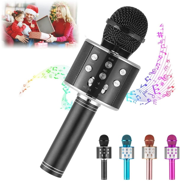KSCD Microphone karaoké pour enfants, cadeaux de jouets chauds pour les  filles adolescentes, micro Bluetooth portable sans fil pour  Android/iPhone/iPad Noir 1 PCS 